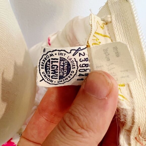 Lorrie Deb Vintage Dress Floral Embroidered White and Pink Size Small VTG 11 - Picture 10 of 16